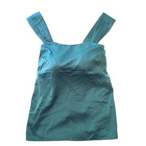 Teal silk tank top